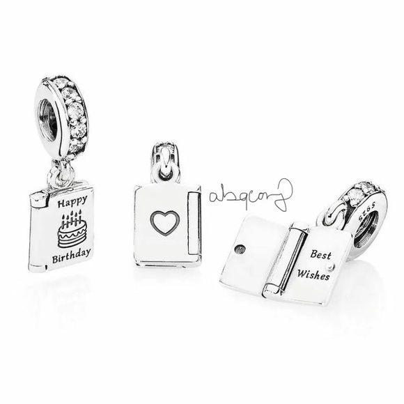 EUC Pandora 791723CZ Sterling Silver Birthday Wishes Card w/ Clear Zirconia - Picture 1 of 11